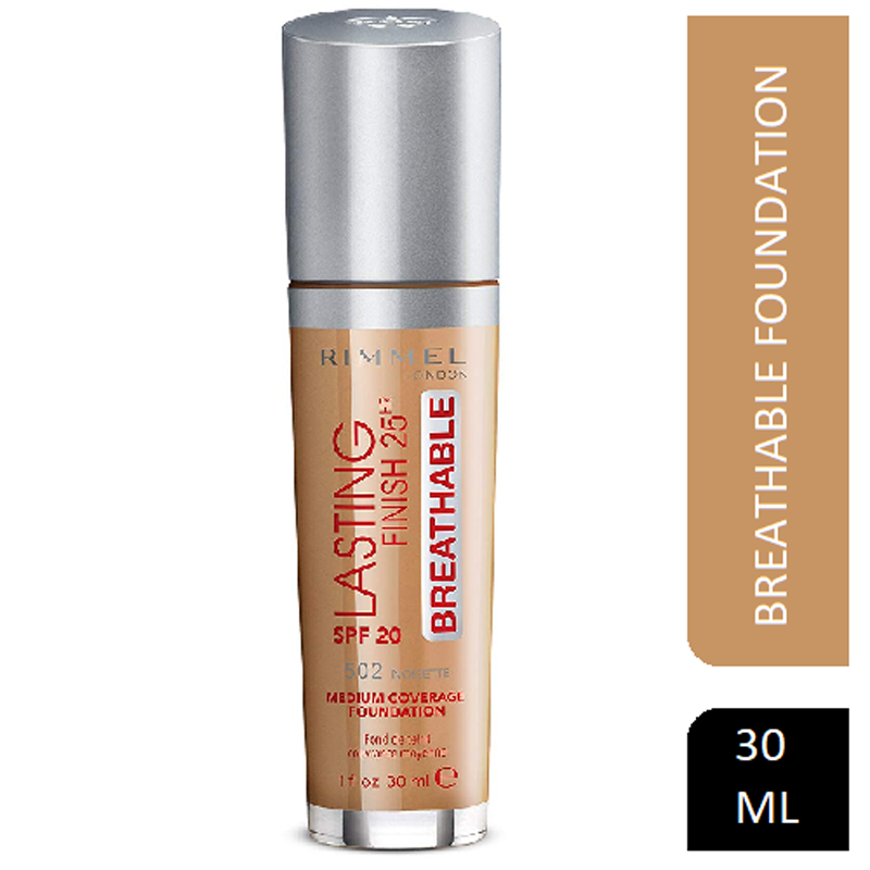 Rimmel Lasting Finish Breathable Foundation 502 Noisette X 3