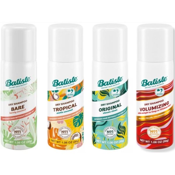 Batiste 4 Pack Dry Shampoo (Original, Tropical, Bare, Volumizing)