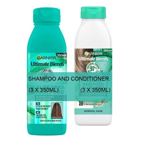 Garnier Ultimate Blends Hair Food Aloe Vera 3X Shampoo + 3X Conditioner Normal Hair 350ml