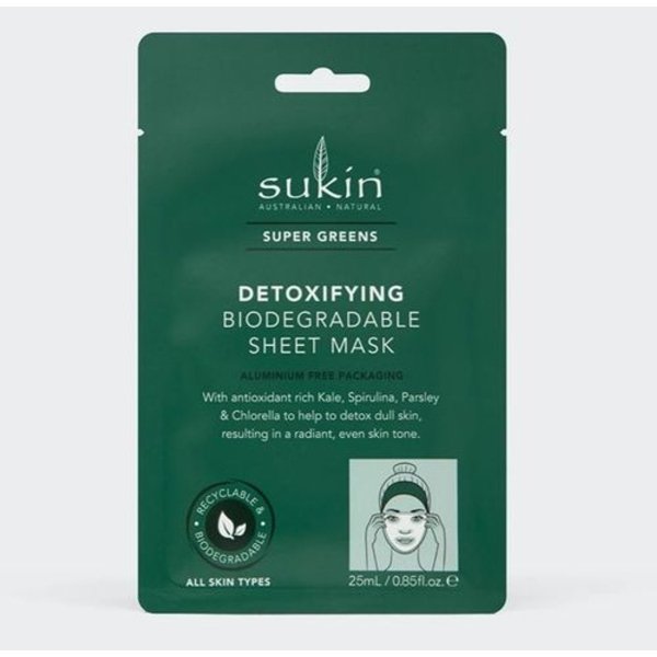 Sukin Super Greens Detoxifying Sheet Mask Sachet